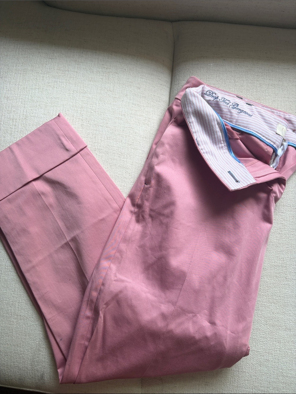 Ted Baker Pink Trousers with Blue Trim Waistband